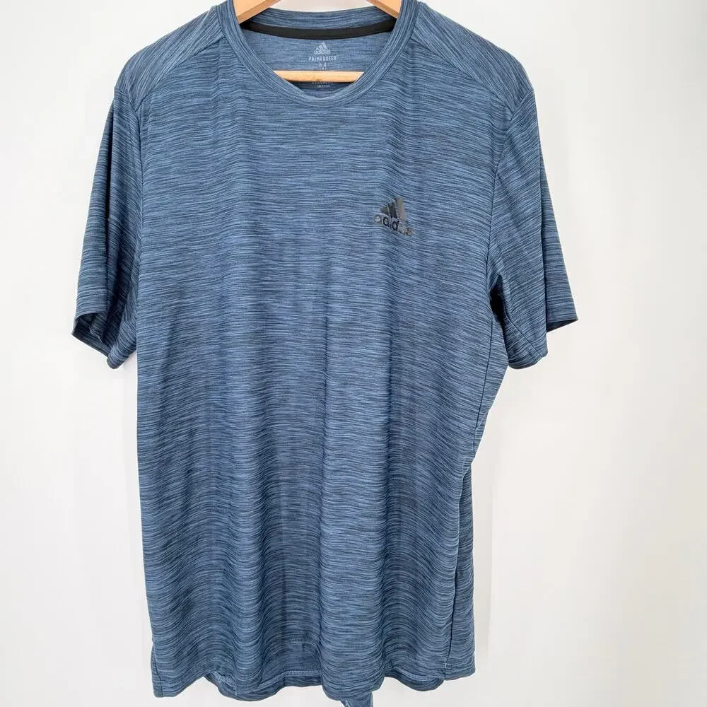 Adidas Aeroready Primegreen Blue Heather Performance Tee Shirt Men’s M